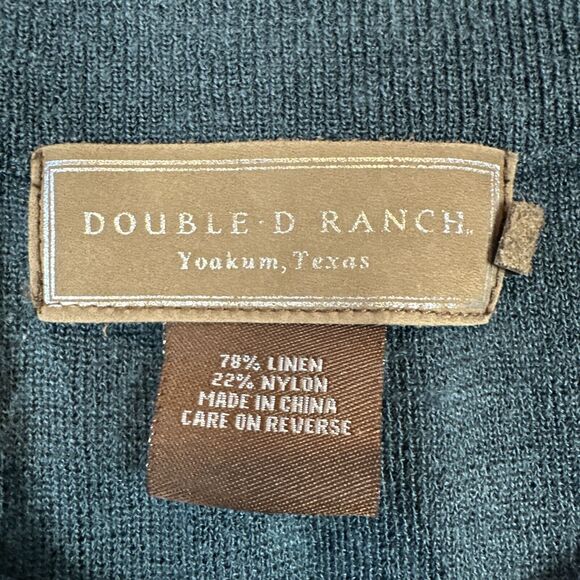 Double D Ranch Womens Maxi Straight Skirt Size S Dark Teal Blue Green Linen Knit - Picture 4 of 5